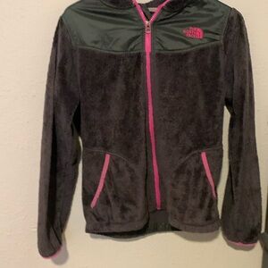 North Face Zipper fleece with hood. Size Girls XL {16)